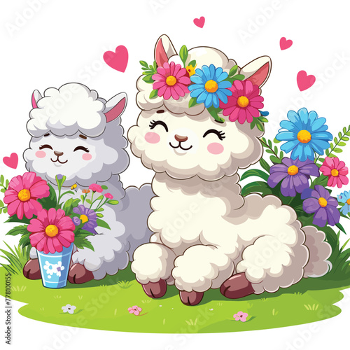 Cute Alpaca Vector Cartoon illustration