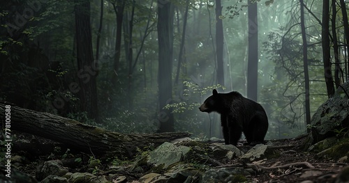 photograph of a black bear in the smoky mountains. atmospheric interpretation photo