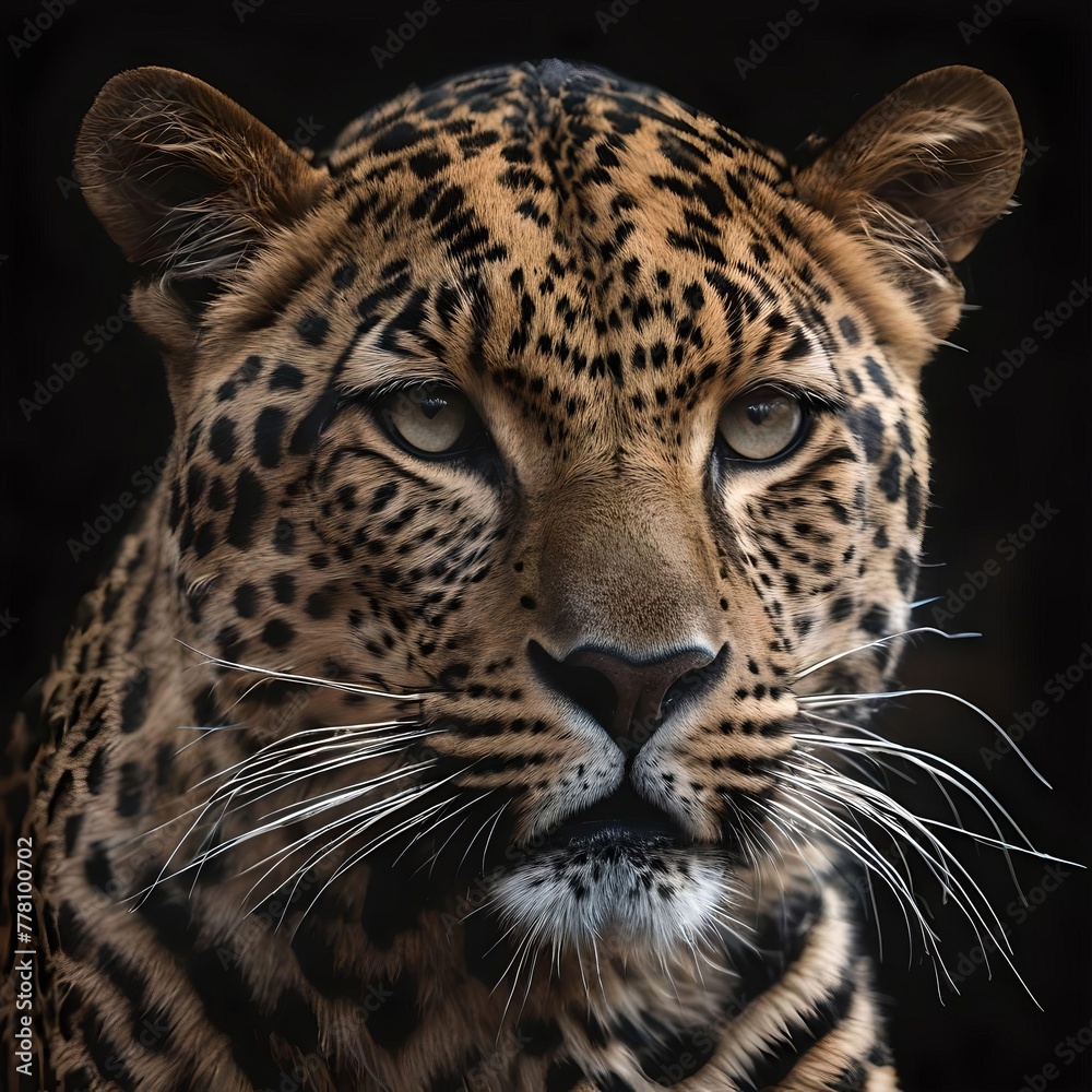 leopard, close-up, artistic photo, black background leopard, close-up, artistic photo, black background