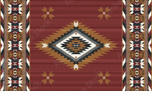 American tribal ethnic native pattern.Traditional Navajo,Aztec,Apache,Southwest and Mexican style fabric pattern.Abstract vector motifs pattern.For fabric,clothing,blanket,carpet,woven,wrap,decoration
