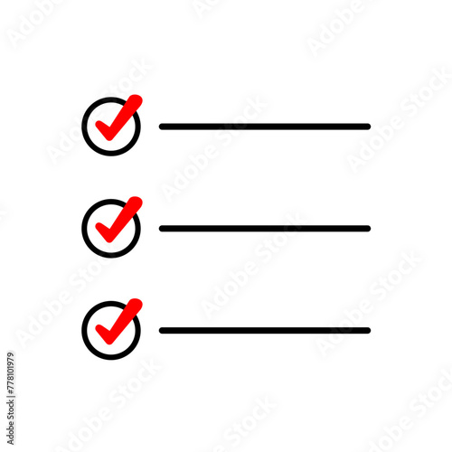 Check mark list task marker element or questionnaire poll survey checklist completed