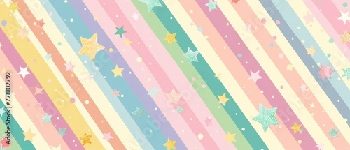 beautiful pastel background with stars and rainbow stripes