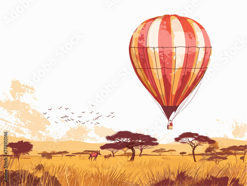 breathtaking savanna panorama from hot air balloon