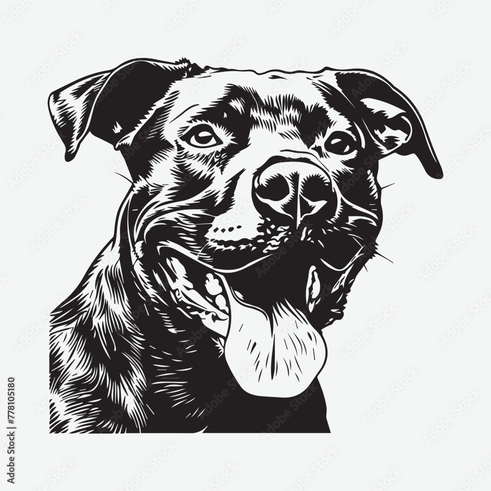 Dog silhouette vector illustration. Happy Dog Face Playing, Laying and Smiling