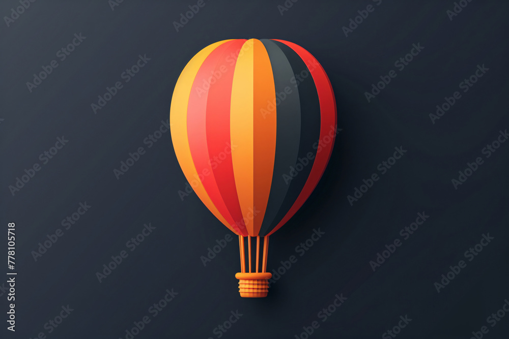Naklejka premium Hot air balloon 3D icon, travel and vacation concept illustration