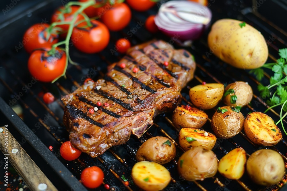 Savoring the Flavor: Potatoes and Grilled Meat Generative Ai