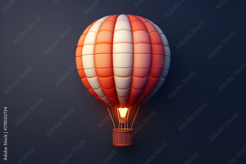 Obraz premium Hot air balloon 3D icon, travel and vacation concept illustration