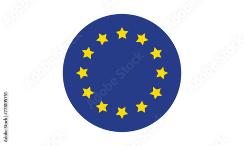 European union flag circle transparent png. EU round blue flag with stars