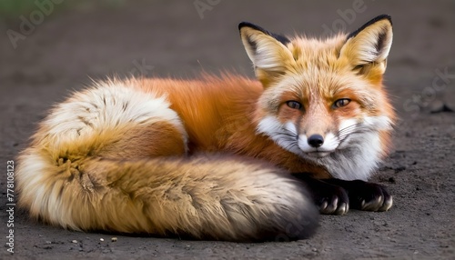 A-Fox-With-Its-Tail-Curled-Around-Its-Body-Relaxe-