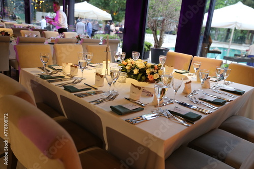 Wedding decoration and floral decorations.