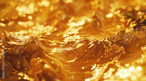 The radiant glow of molten gold in a close-up shot