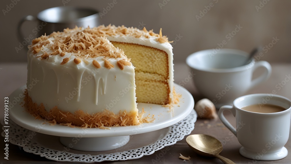 coffee and chocolate cake, ai generated