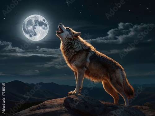 wolf howling at night © Abdulhaq