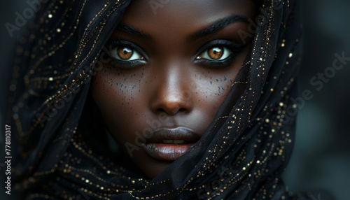 Fashionable African girl: beautiful Eastern woman in a wedding dress. photo
