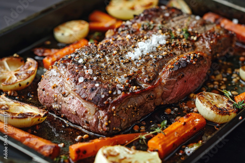 Ancient Salt-Seasoned Steak and Oven-Roasted Vegetables: A Luxurious Yet Healthy Dining Experience