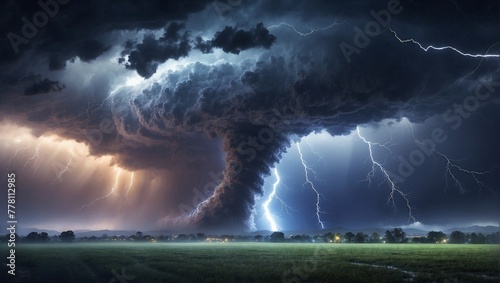 lightning over the city