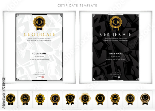 Luxury modern frames and shapes, templates for certificates of recognition, certificates of appreciation, and diplomas. Accommodates award, diploma, business and educational needs. type199(portrait)	
