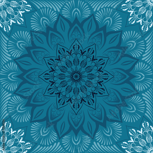 Fototapeta Naklejka Na Ścianę i Meble -  geometrical seamless pattern on blue background 