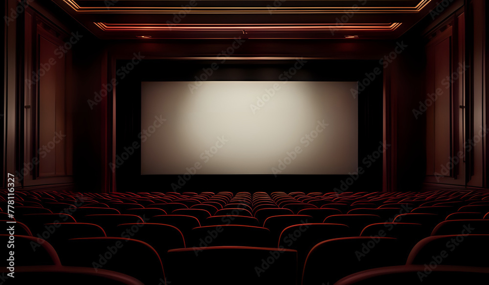Cinema theater empty indoor. Film projection. Movie event festival show. Cinema theater empty indoor. Film projection. Movie event festival show.