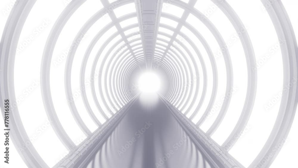 Abstract infinity 3d circle tunnel. Set motion sci fi background in white, black, and color version. Collection loop animation for game, music.
