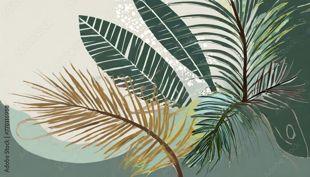 abstract background with palm tree and leaf