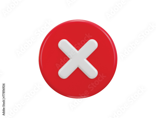cross mark icon 3d render concept of rejection, false, delete and invalid icon vector illustration