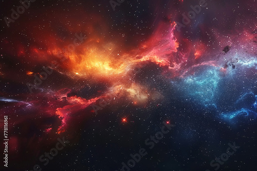 Colorful cosmic nebula shrouded in space dust, celestial wonders cosmic starry sky concept illustration photo