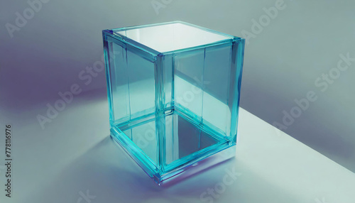 Abstract background, glass cube, 3d render