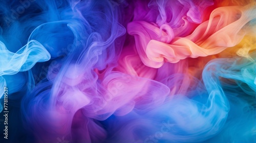 Abstract swirls of colored smoke at a wedding party