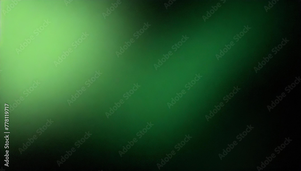 Glowing green grainy texture background blurred light gradient black green dark banner backdrop