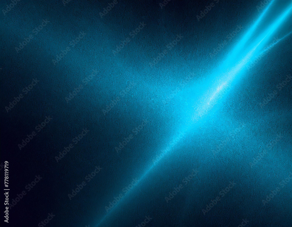 Glowing light blue ray abstract dark grainy background noise texture poster header backdrop cover design