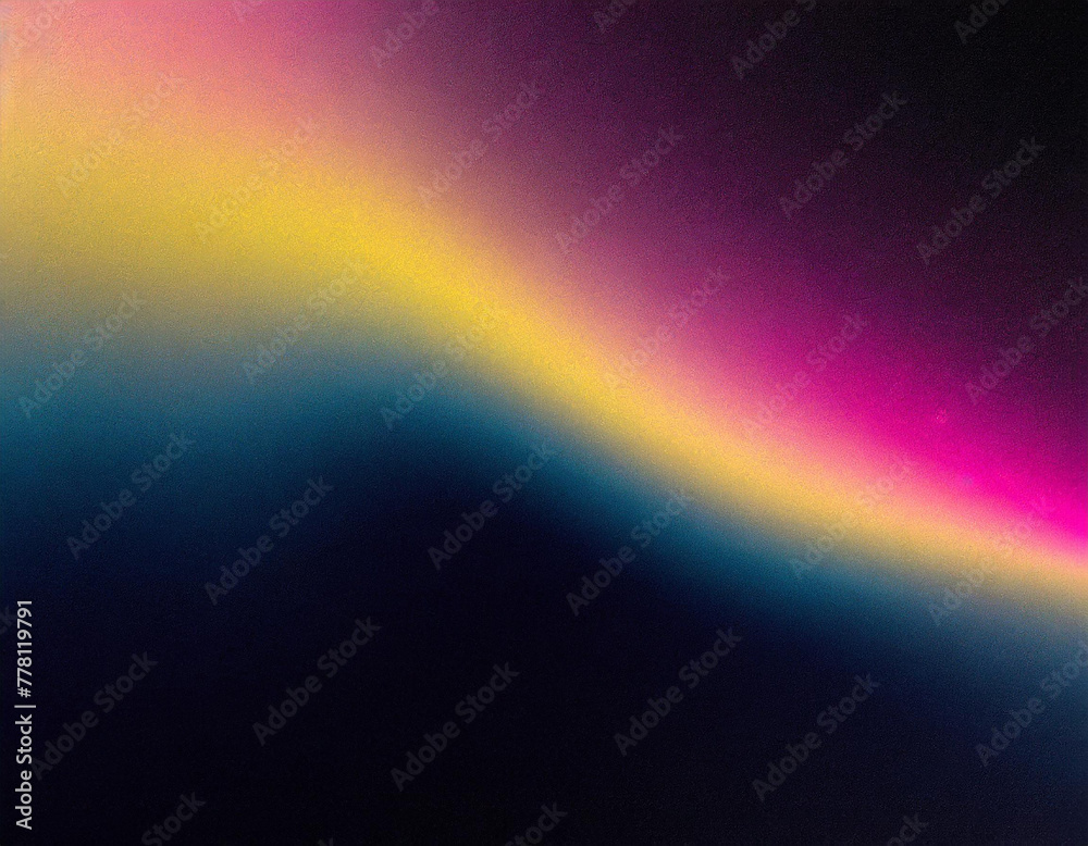 Grainy gradient background blue pink yellow abstract glowing color wave black dark backdrop noise texture banner poster header design
