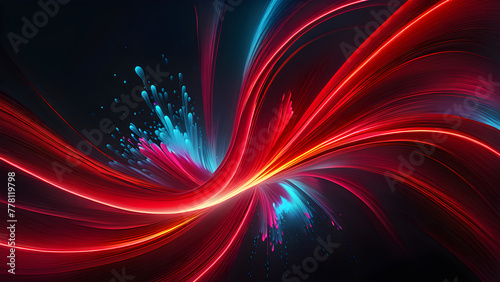 Dynamic Red Neon Waves  Stunning Background Designs Generative AI 