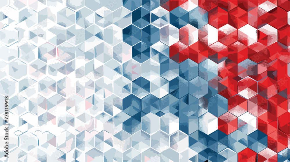 Light Blue Red vector hexagon mosaic template. 