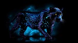 Astra the cosmic panther blending into galactic shadows