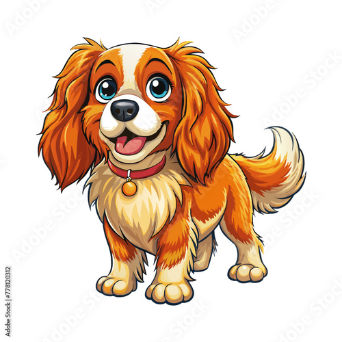 A Cartoon Funny Cavalier King Charles Spaniel