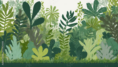 Illustration background of a wall greening image of a wide variety of plants photo