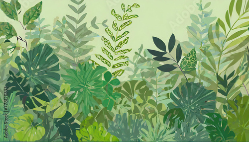 Illustration background of a wall greening image of a wide variety of plants photo