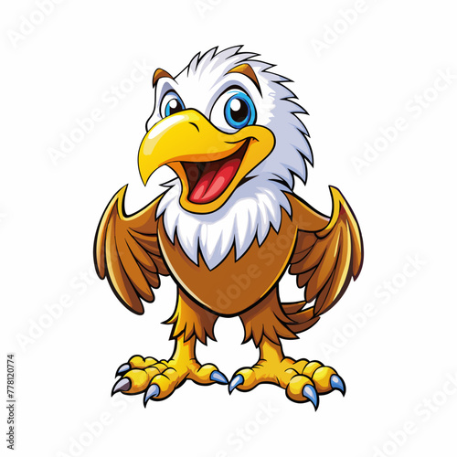 A Happy Eagle on White Background