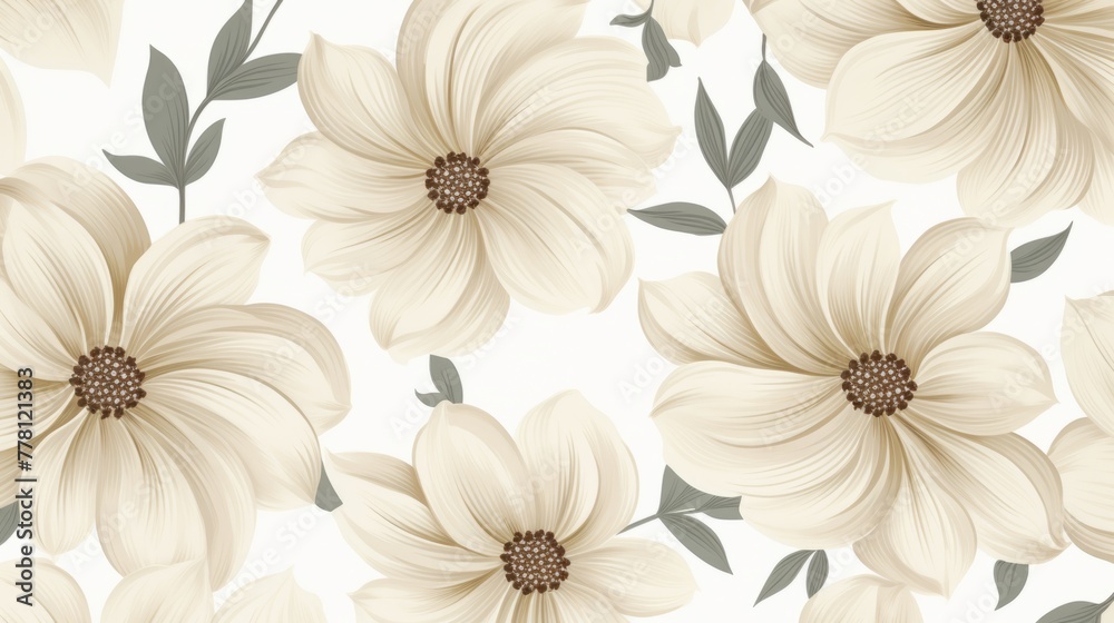 Chic and minimalist flower pattern in subtle and neutral tones