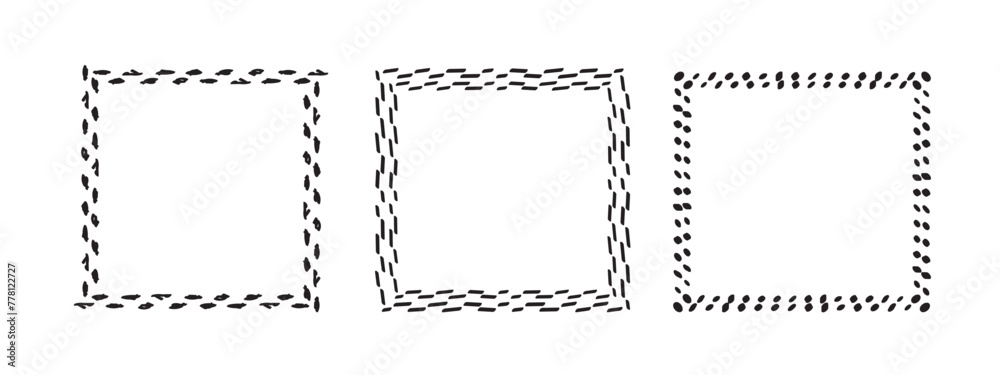 Square frames doodle set,hand-drawn monograms.Edgings and cadres with simple sketchy design elements.Isolated. Vector illustration. Square frames doodle set,hand-drawn monograms.Edgings and cadres with simple sketchy design elements.Isolated. Vector illustration.