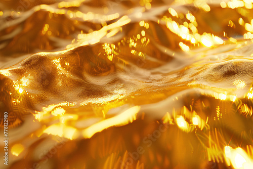 Golden crumpled gold texture, shiny gold foil texture golden background