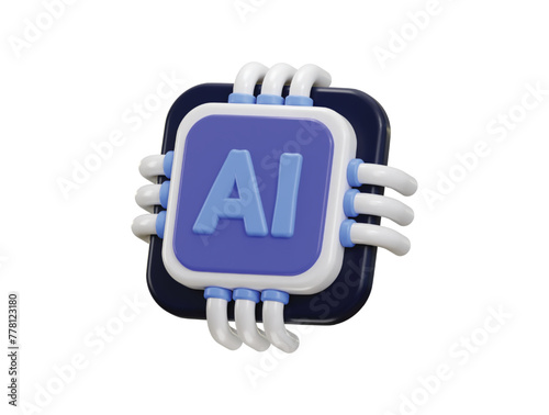 3d Ai chip icon for artificial intelligence icon 3d rendering vector illustration
