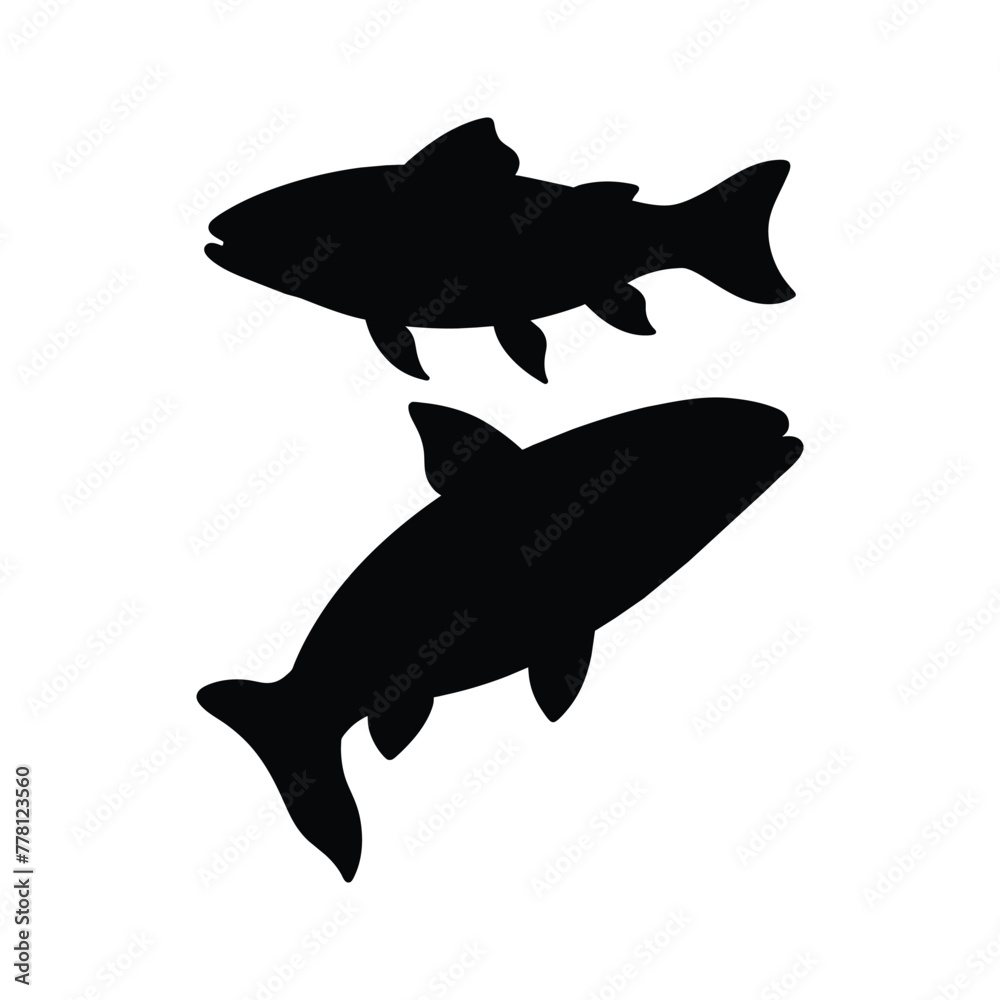 silhouette of trout fish on white silhouette of trout fish on white