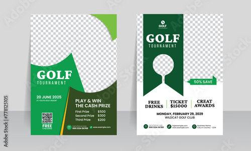 golf tournament championship flyer brochure cover leaflet design template, golf annual sports event vector illustrator. 