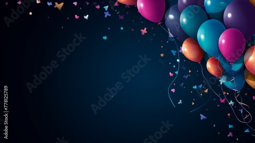 Vibrant and cheerful design with confetti and balloons for celebration