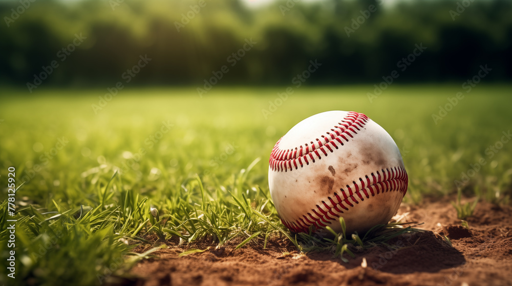 Baseball ball in the grass competition of sports games
