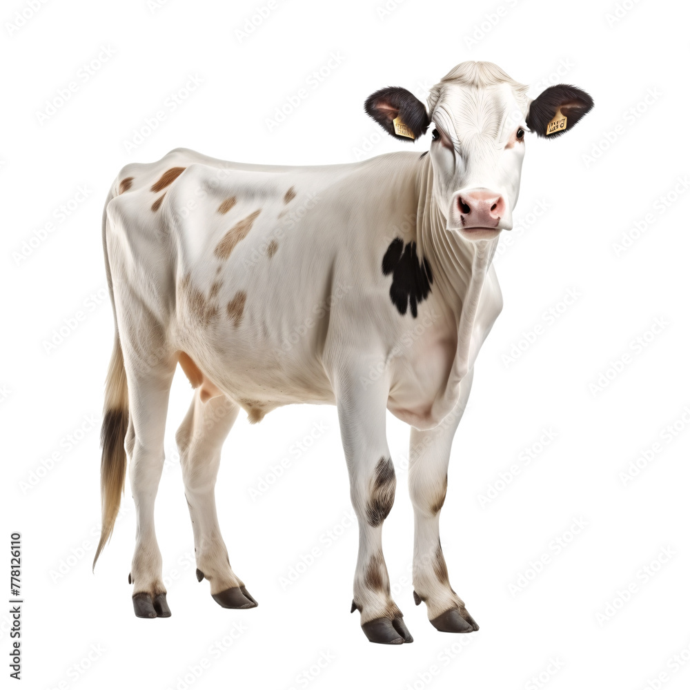 a cow standing on a white background