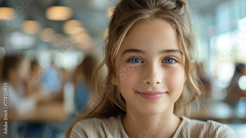 Smiling Young Girl With Blue Eyes