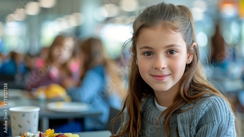 Young Girl Sitting at Table With Plate of Food